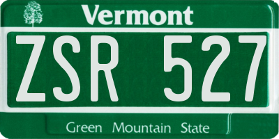 VT license plate ZSR527