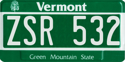 VT license plate ZSR532