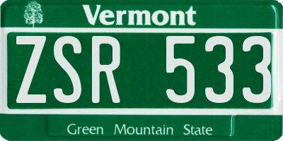 VT license plate ZSR533