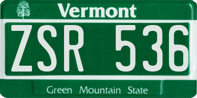 VT license plate ZSR536