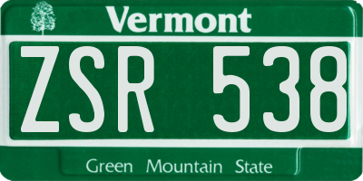 VT license plate ZSR538