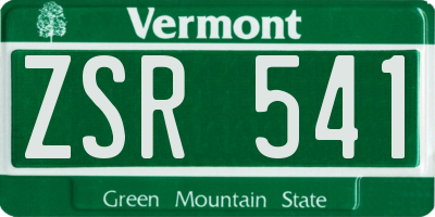 VT license plate ZSR541