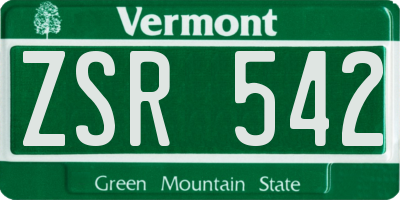 VT license plate ZSR542