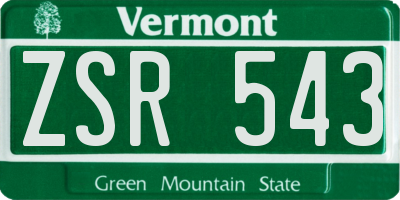 VT license plate ZSR543