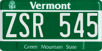 VT license plate ZSR545