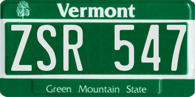 VT license plate ZSR547