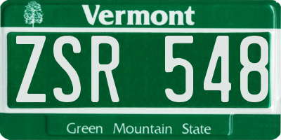 VT license plate ZSR548