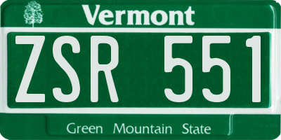 VT license plate ZSR551