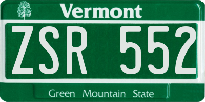 VT license plate ZSR552