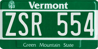 VT license plate ZSR554