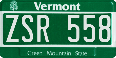 VT license plate ZSR558