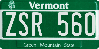 VT license plate ZSR560