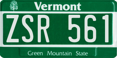 VT license plate ZSR561