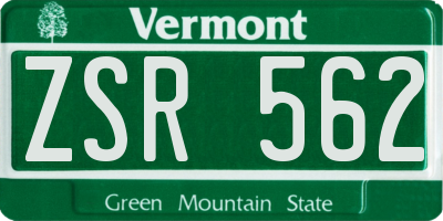 VT license plate ZSR562