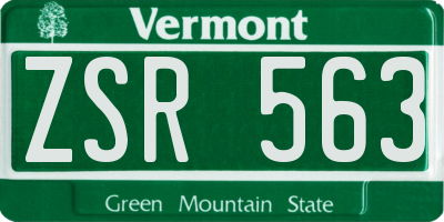 VT license plate ZSR563