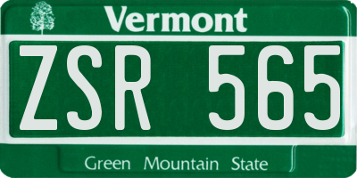 VT license plate ZSR565