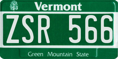 VT license plate ZSR566