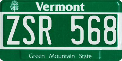 VT license plate ZSR568