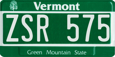 VT license plate ZSR575