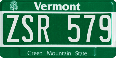 VT license plate ZSR579