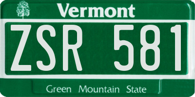 VT license plate ZSR581