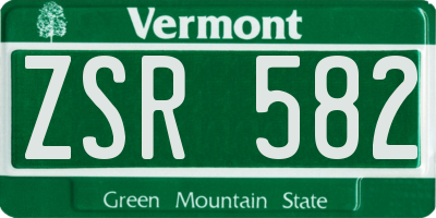 VT license plate ZSR582