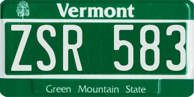 VT license plate ZSR583