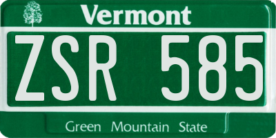 VT license plate ZSR585