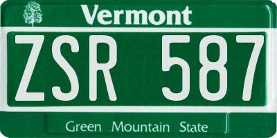 VT license plate ZSR587