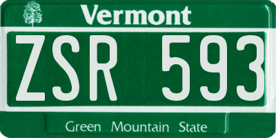 VT license plate ZSR593