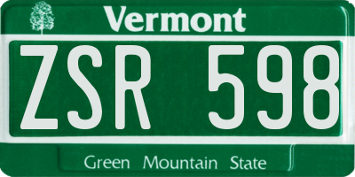 VT license plate ZSR598