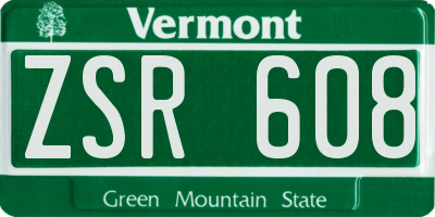 VT license plate ZSR608