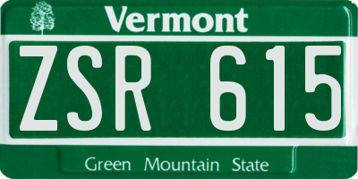 VT license plate ZSR615