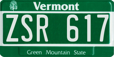 VT license plate ZSR617