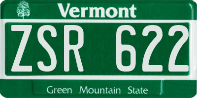 VT license plate ZSR622