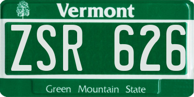 VT license plate ZSR626