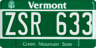 VT license plate ZSR633