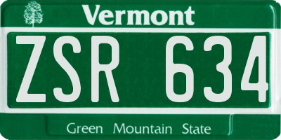 VT license plate ZSR634