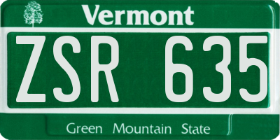 VT license plate ZSR635