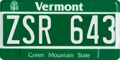 VT license plate ZSR643