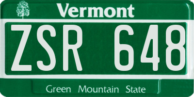 VT license plate ZSR648