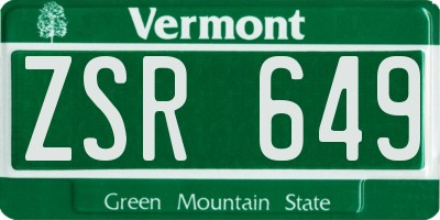 VT license plate ZSR649