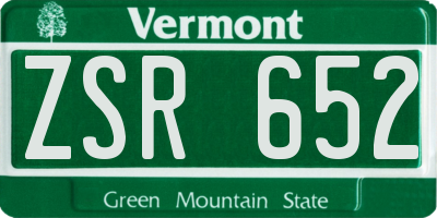 VT license plate ZSR652