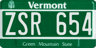 VT license plate ZSR654