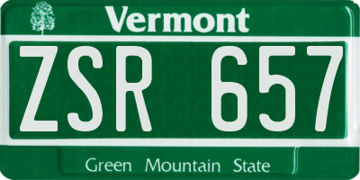 VT license plate ZSR657