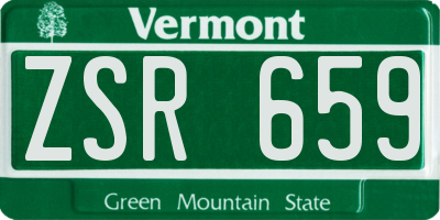 VT license plate ZSR659
