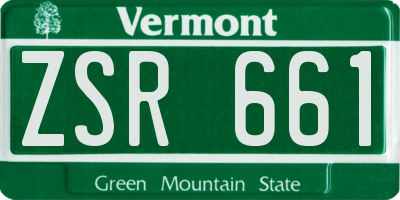 VT license plate ZSR661