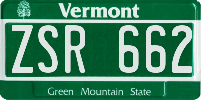 VT license plate ZSR662