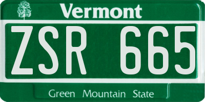 VT license plate ZSR665