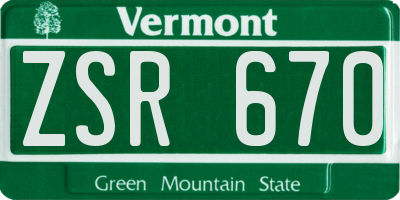 VT license plate ZSR670